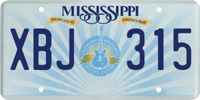 MS license plate XBJ315