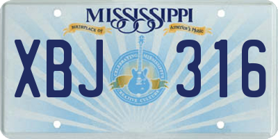 MS license plate XBJ316