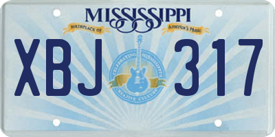 MS license plate XBJ317