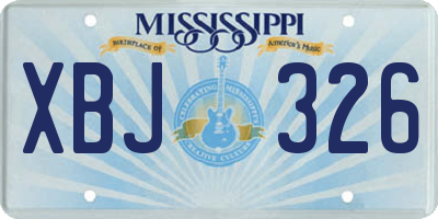 MS license plate XBJ326