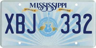 MS license plate XBJ332