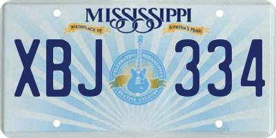 MS license plate XBJ334