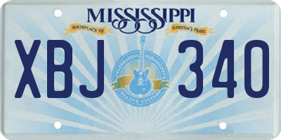 MS license plate XBJ340