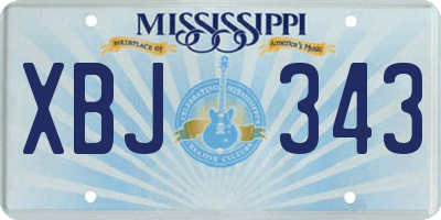 MS license plate XBJ343
