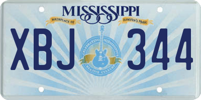 MS license plate XBJ344