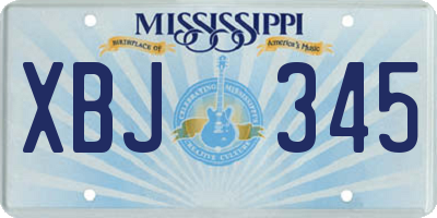 MS license plate XBJ345