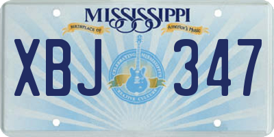 MS license plate XBJ347