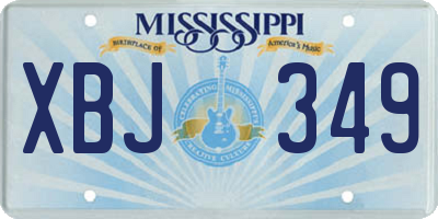MS license plate XBJ349