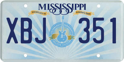 MS license plate XBJ351