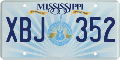 MS license plate XBJ352