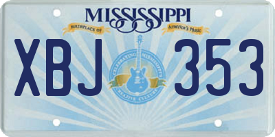 MS license plate XBJ353