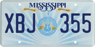 MS license plate XBJ355