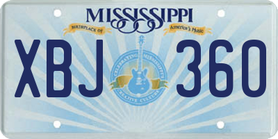MS license plate XBJ360