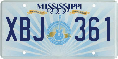 MS license plate XBJ361