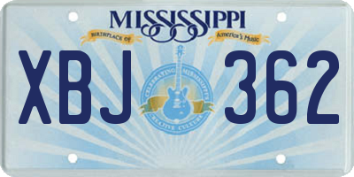 MS license plate XBJ362
