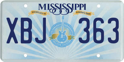 MS license plate XBJ363