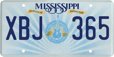 MS license plate XBJ365