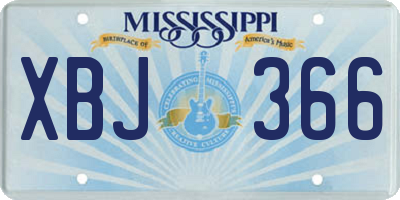 MS license plate XBJ366