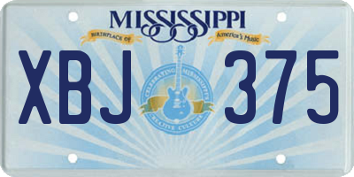 MS license plate XBJ375