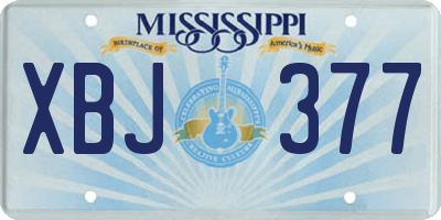 MS license plate XBJ377