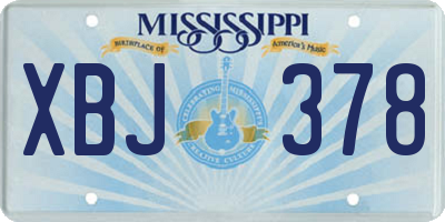 MS license plate XBJ378