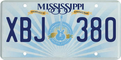 MS license plate XBJ380