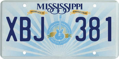 MS license plate XBJ381