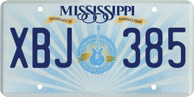 MS license plate XBJ385