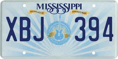 MS license plate XBJ394