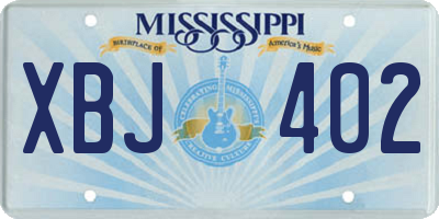 MS license plate XBJ402
