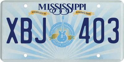 MS license plate XBJ403