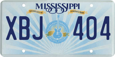 MS license plate XBJ404