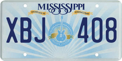 MS license plate XBJ408