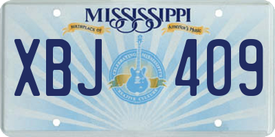 MS license plate XBJ409