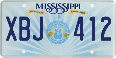 MS license plate XBJ412