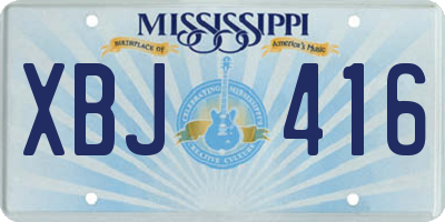 MS license plate XBJ416