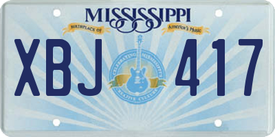 MS license plate XBJ417