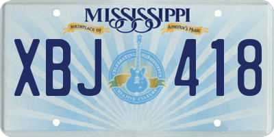 MS license plate XBJ418