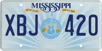 MS license plate XBJ420