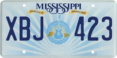 MS license plate XBJ423