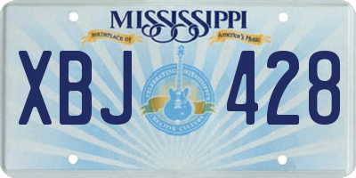 MS license plate XBJ428