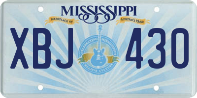 MS license plate XBJ430