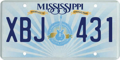 MS license plate XBJ431