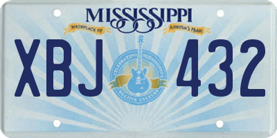 MS license plate XBJ432