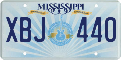 MS license plate XBJ440