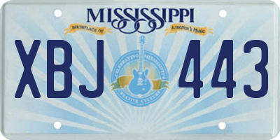 MS license plate XBJ443