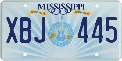 MS license plate XBJ445