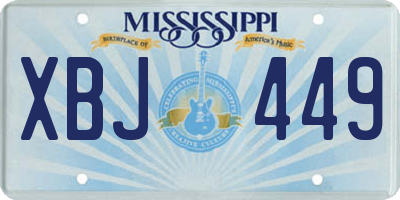 MS license plate XBJ449