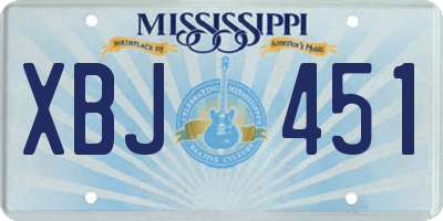 MS license plate XBJ451