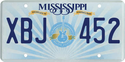 MS license plate XBJ452